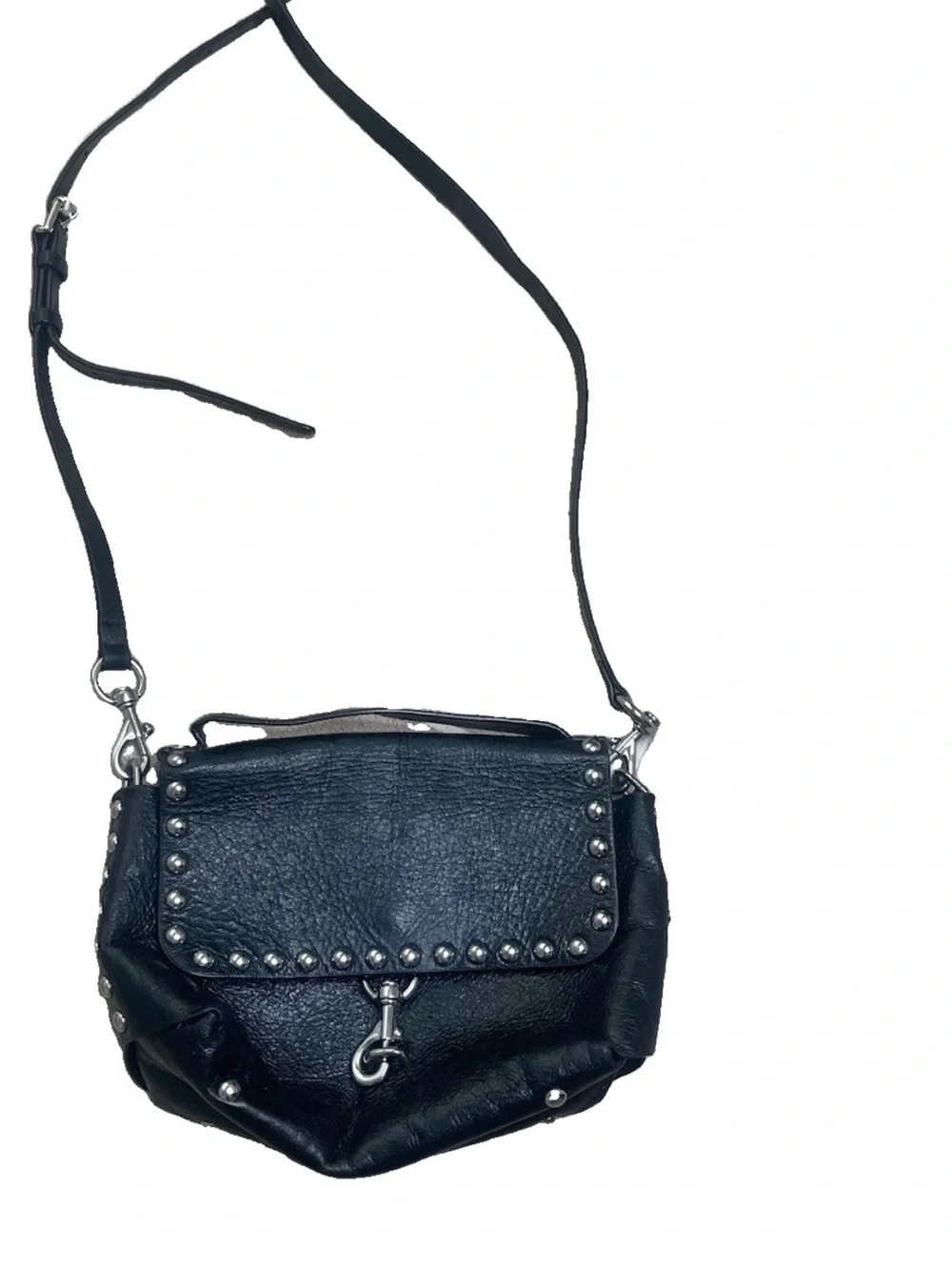 Rebecca Minkoff Black Leather Studded Flap Crossbody